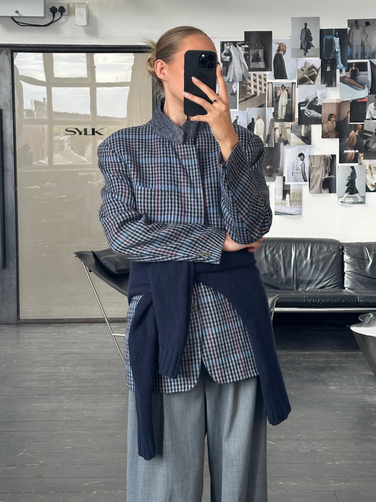 Christian Dior Monsieur 1990s Brushed Wool Houndstooth Blazer - 42R/XL