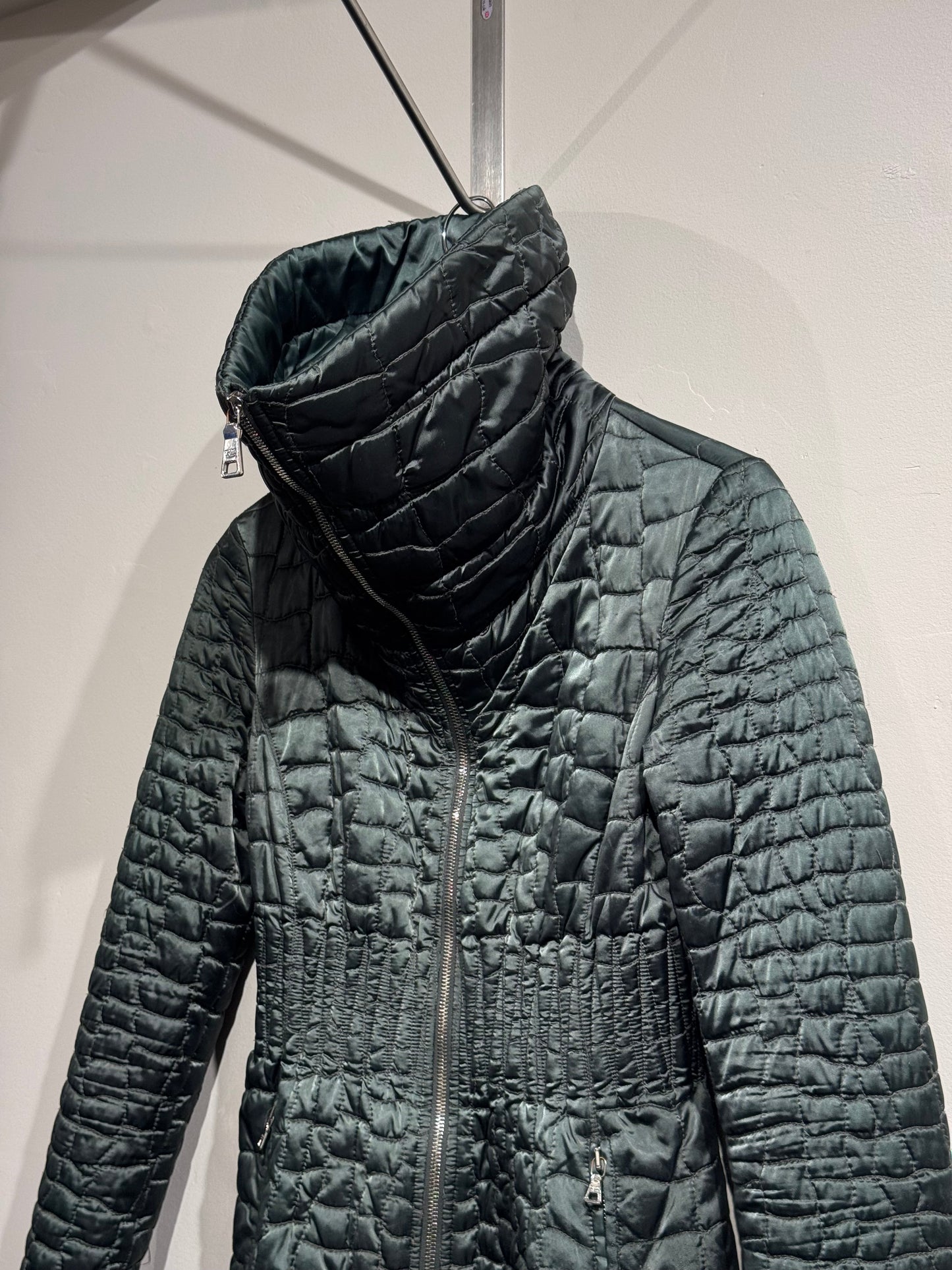 Prada Sport Green 2008 Nylon Padded Funnel Neck Jacket | Small, Green