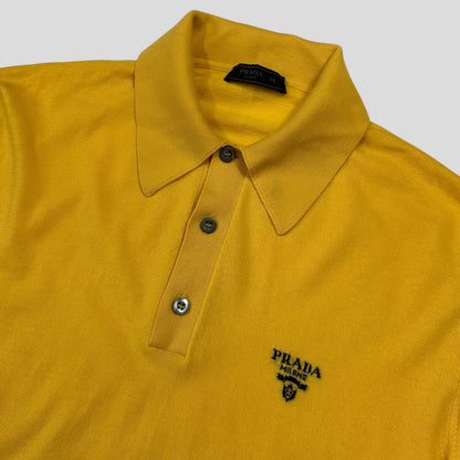 Prada Milano 2022 Yellow Virgin Wool Light Collared Logo Knit - S/M | Default Title, Yellow