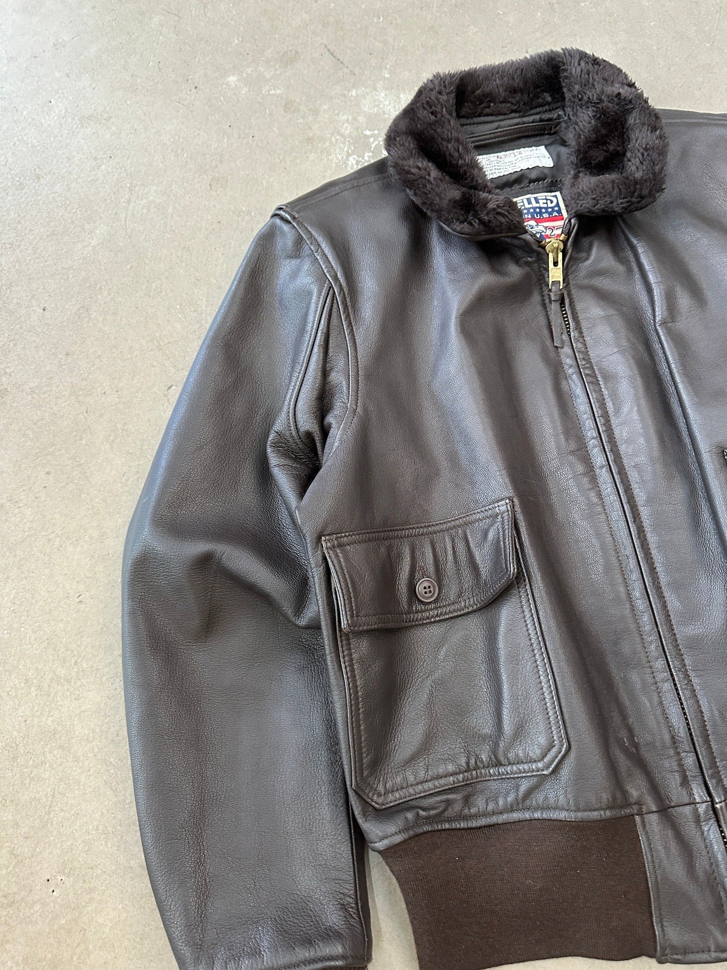 2000 Excelled G-1 Leather Flight Jacket - L | Large, Red