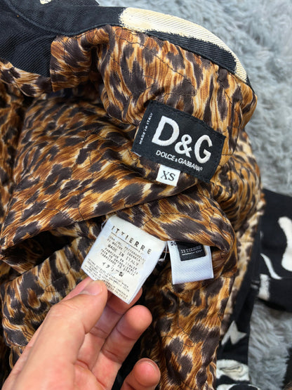 Dolce & Gabbana 2001 Graffiti Logo Cropped Denim Jacket - XS | O/S, Black