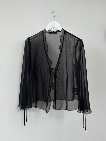 Vintage Sheer Tie Front Cardigan Top - M - Known Source