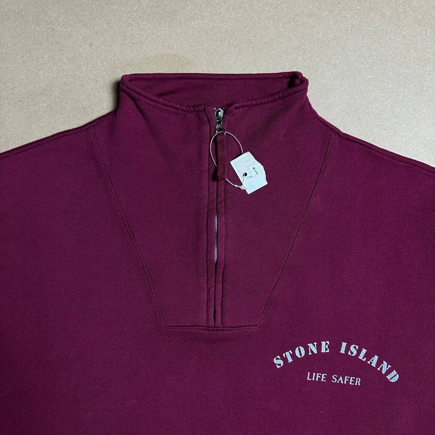 S/S 1993 Burgundy “Life Safer” Quarter Zip Pullover Sweater