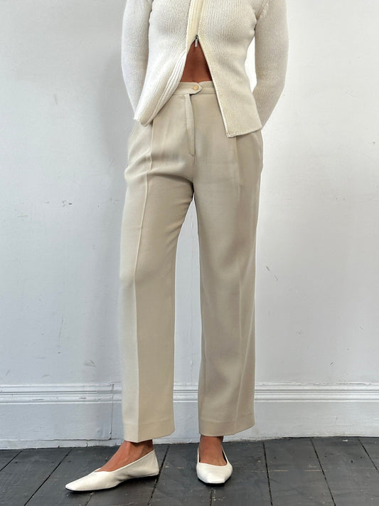 Max Mara Pure Wool Straight Leg Tailored Trousers - W28