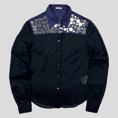 Miu Miu SS05 Mirror Appliqué Sheer Cotton Bi-colour Shirt - IT44 (M)