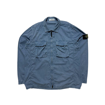 Stone Island Double Pocket Zip Up Canvas Overshirt