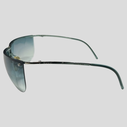 Gucci 00’s Gradient Half Frame Shield Sunglasses | O/S, Blue