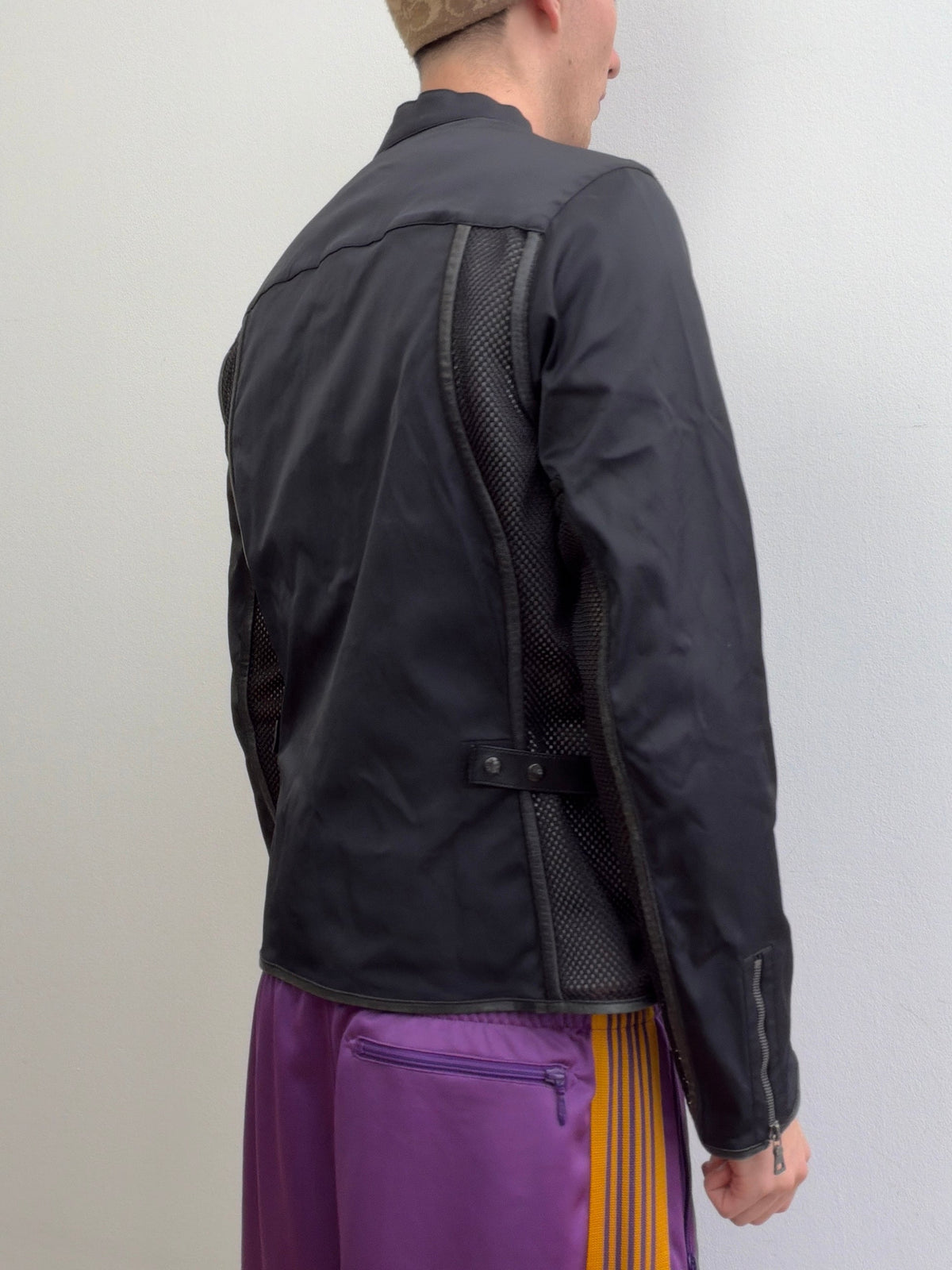 Prada Sport SS00 Leather-Trim Mesh Biker Jacket | Medium, Black