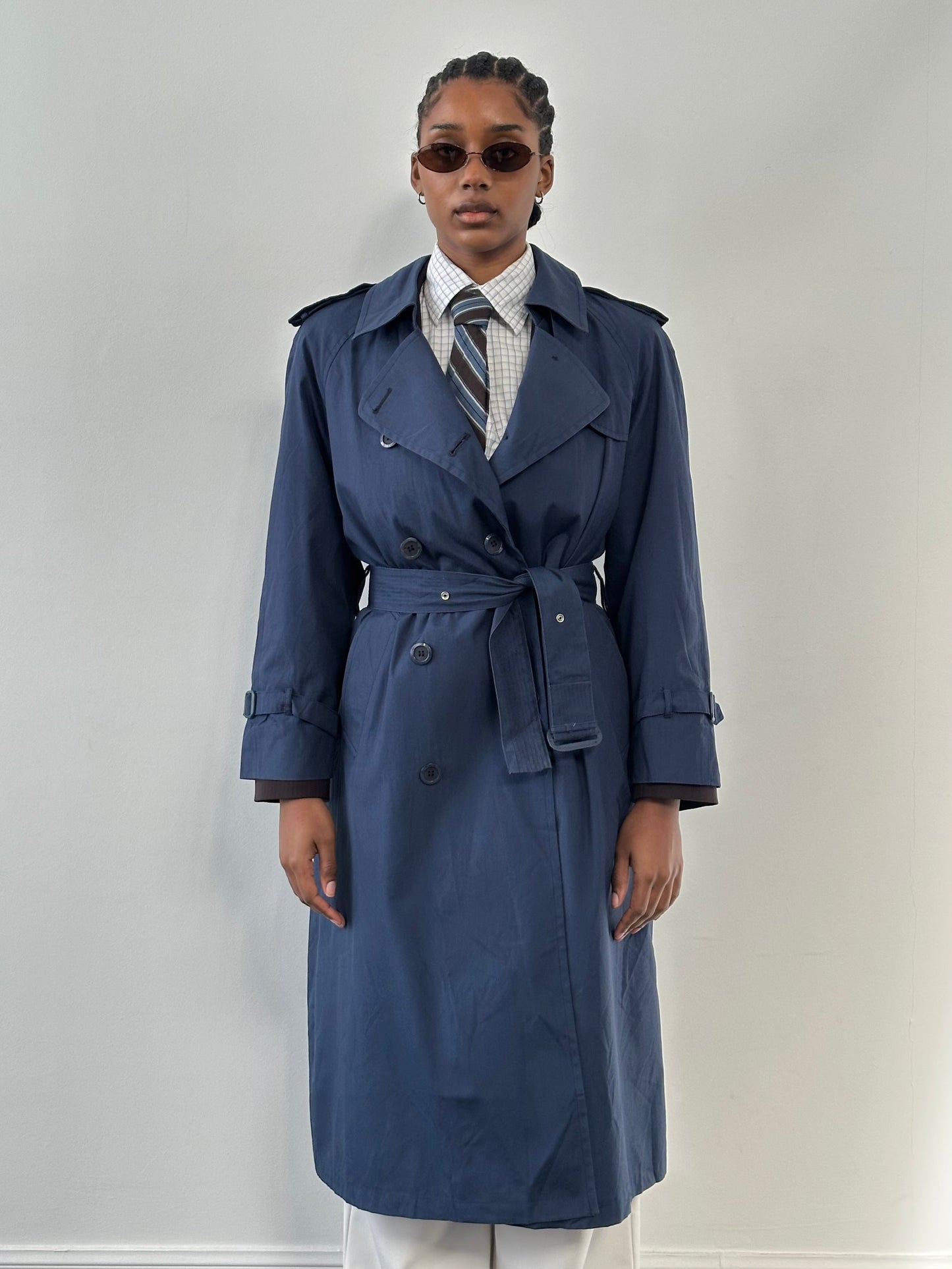 London Fog 1990s Double Breasted Cotton Trench Coat - S/M