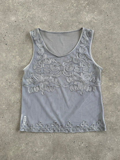 Armani Jeans 1990s Sheer Appliqué Vest Top - S/M