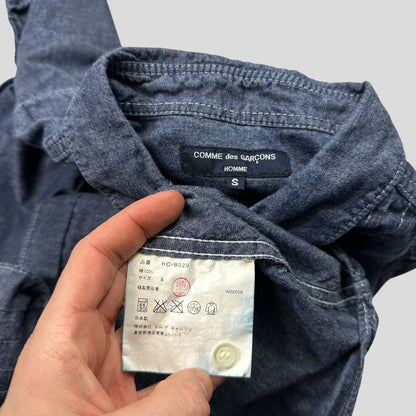 Comme Des Garçons Homme 2008 Pleated Indigo Cotton Shirt - S | Default Title, Indigo