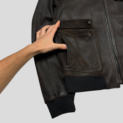 Miu Miu 2008 Lambskin Suede Leather Asymmetrical Bomber Jacket - IT52 (M/L)