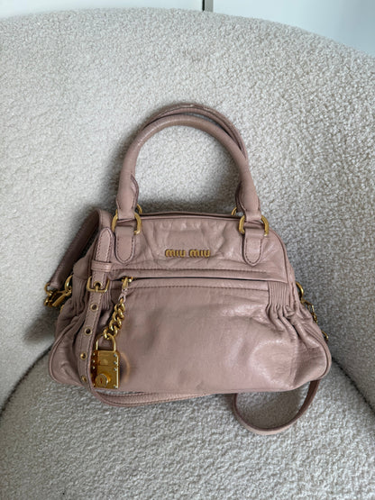 2010s Miu Miu Vitello Shine 2Way Charm Handbag | O/S, Gold