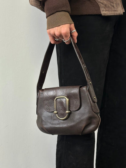 Emporio Armani Hardware Monogram Leather Shoulder Bag