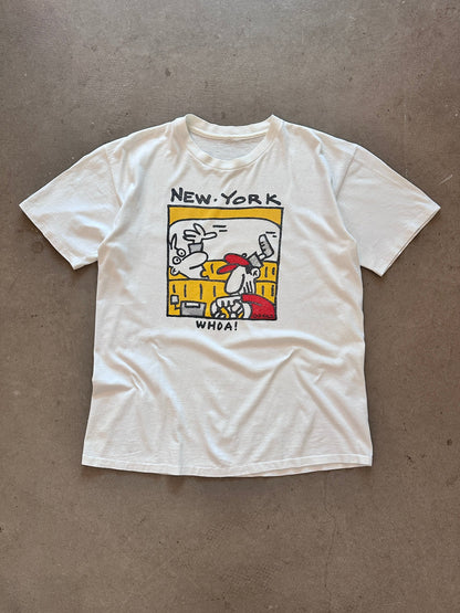 1990's New York Whoa T-Shirt - L | White, Red