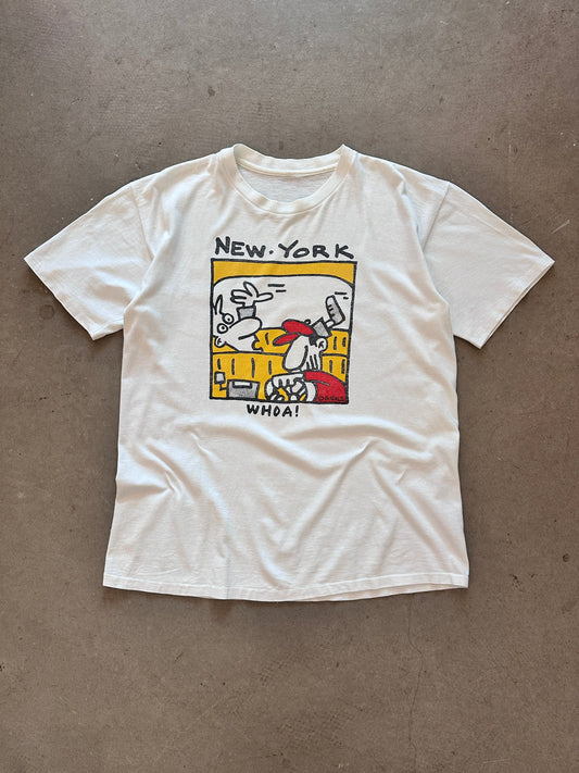 1990's New York Whoa T-Shirt - L | White, Red