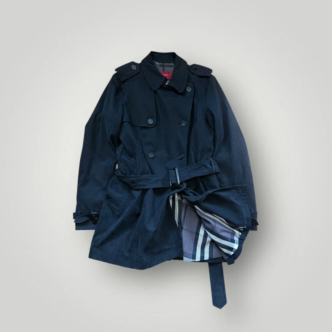 Burberry Women's Double Breasted Belted Short Trench Coat S