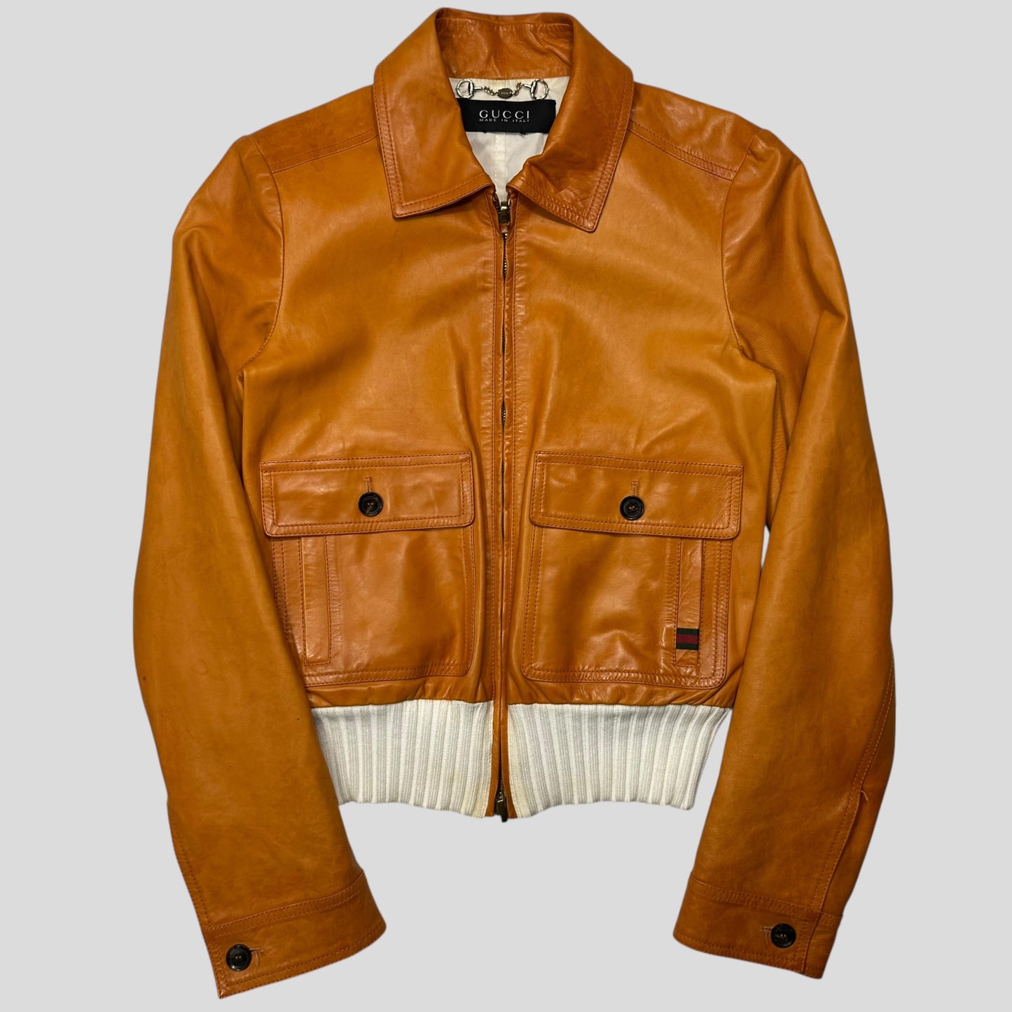 Gucci 2011 Leather Reversible Cropped Moto Biker Jacket - UK6/8