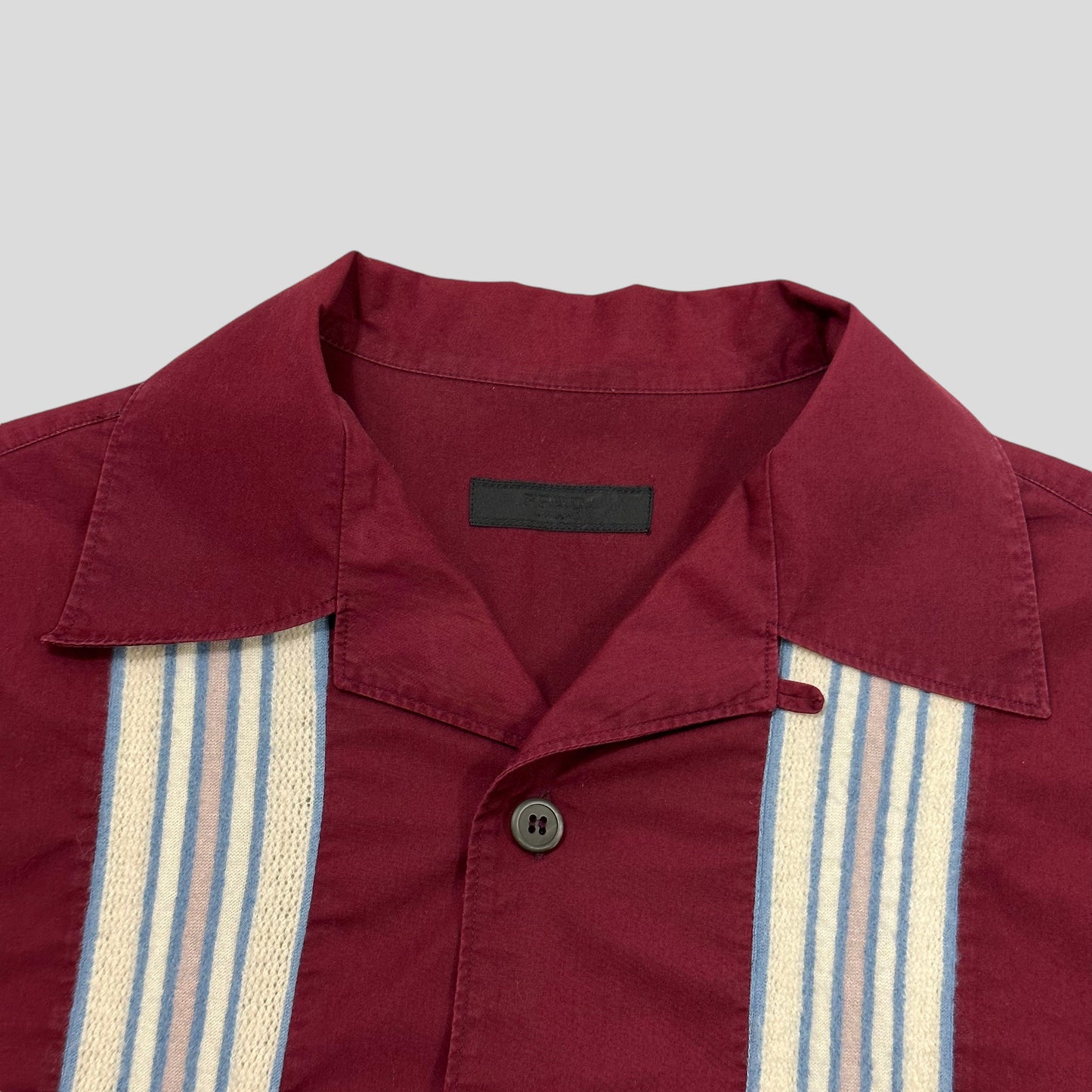 Prada Milano SS16 Jacquard Knit Striped Bowling Shirt - M