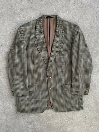 Yves Saint Laurent Pour Homme 1990s Wool Single Breasted Check Blazer - 44R/XL