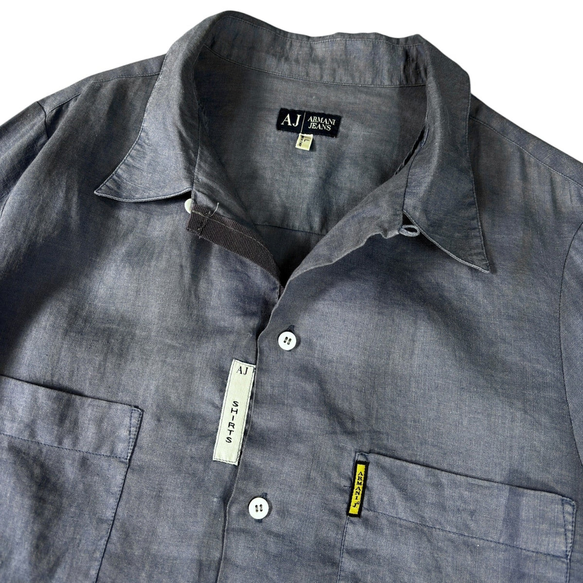 Armani Jeans 00’s Dual Pocket Linen Shirt L | Large, Grey