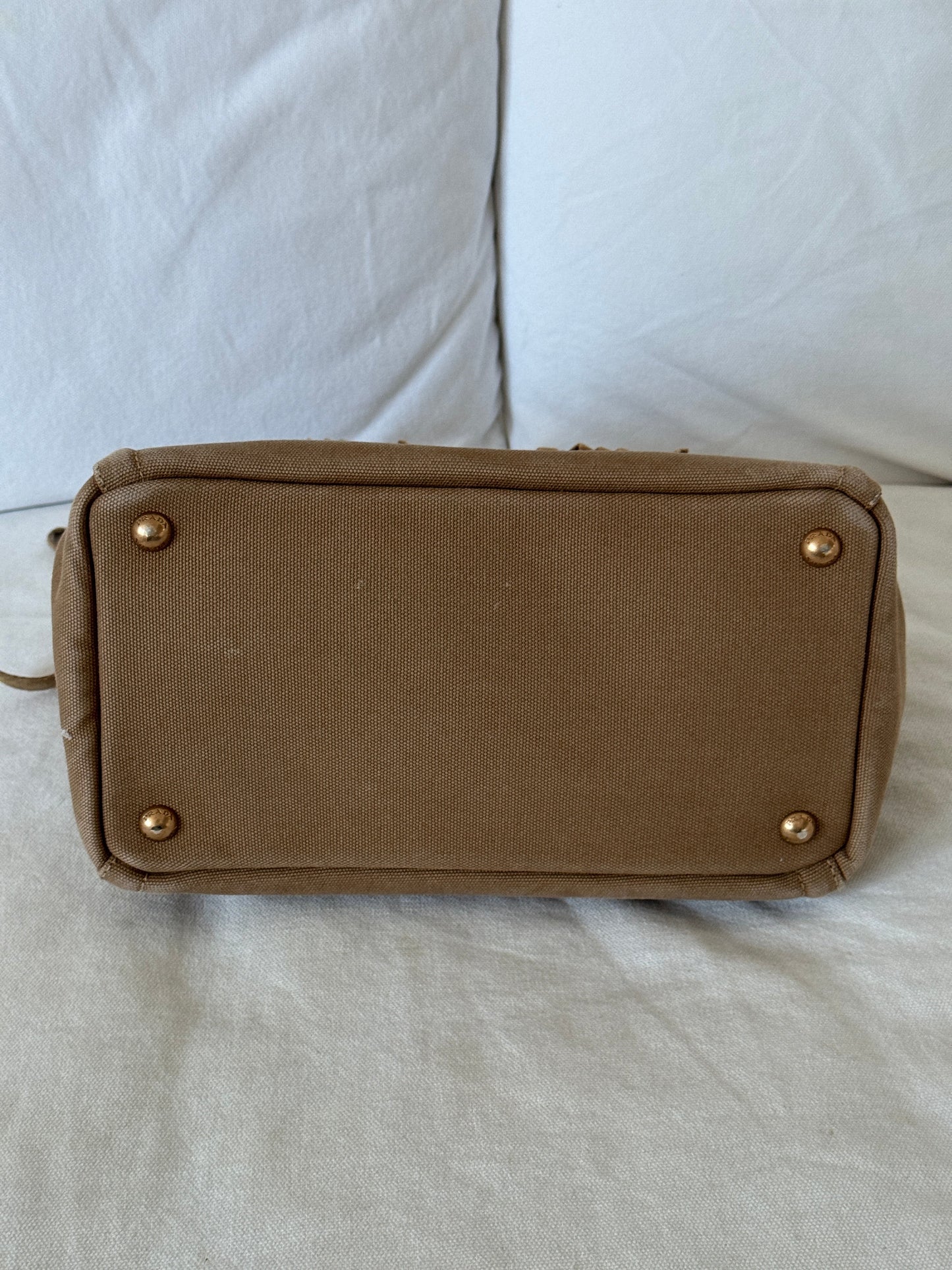 RARE 2010s Prada Grommet Suede Frill Handbag | O/S, Brown