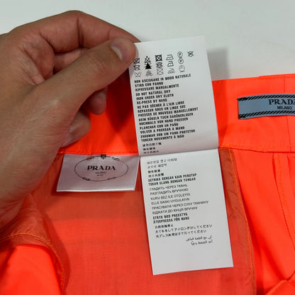 Prada Milano 2018 Orange Nylon Gabardine Triangle Logo Trousers - S/M