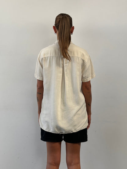 Ralph Lauren Pure Silk Short Sleeve Logo Polo Top - M