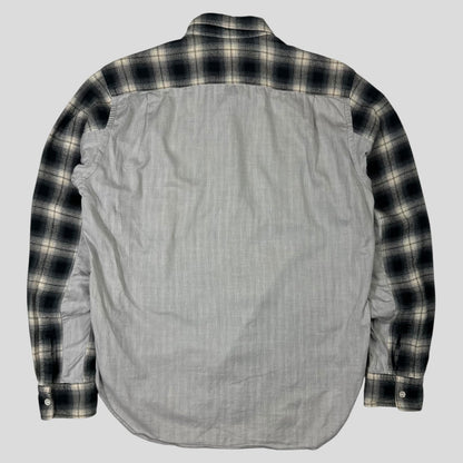 Comme Des Garçons Homme 2009 Shadow Plaid Panelled Flannel Shirt - S/M | Default Title, Grey