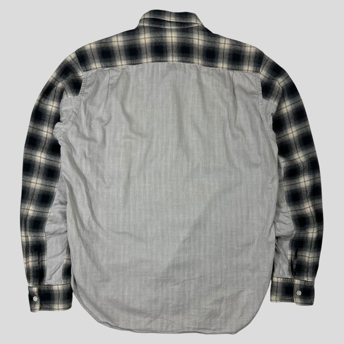 Comme Des Garçons Homme 2009 Shadow Plaid Panelled Flannel Shirt - S/M | Small, Grey