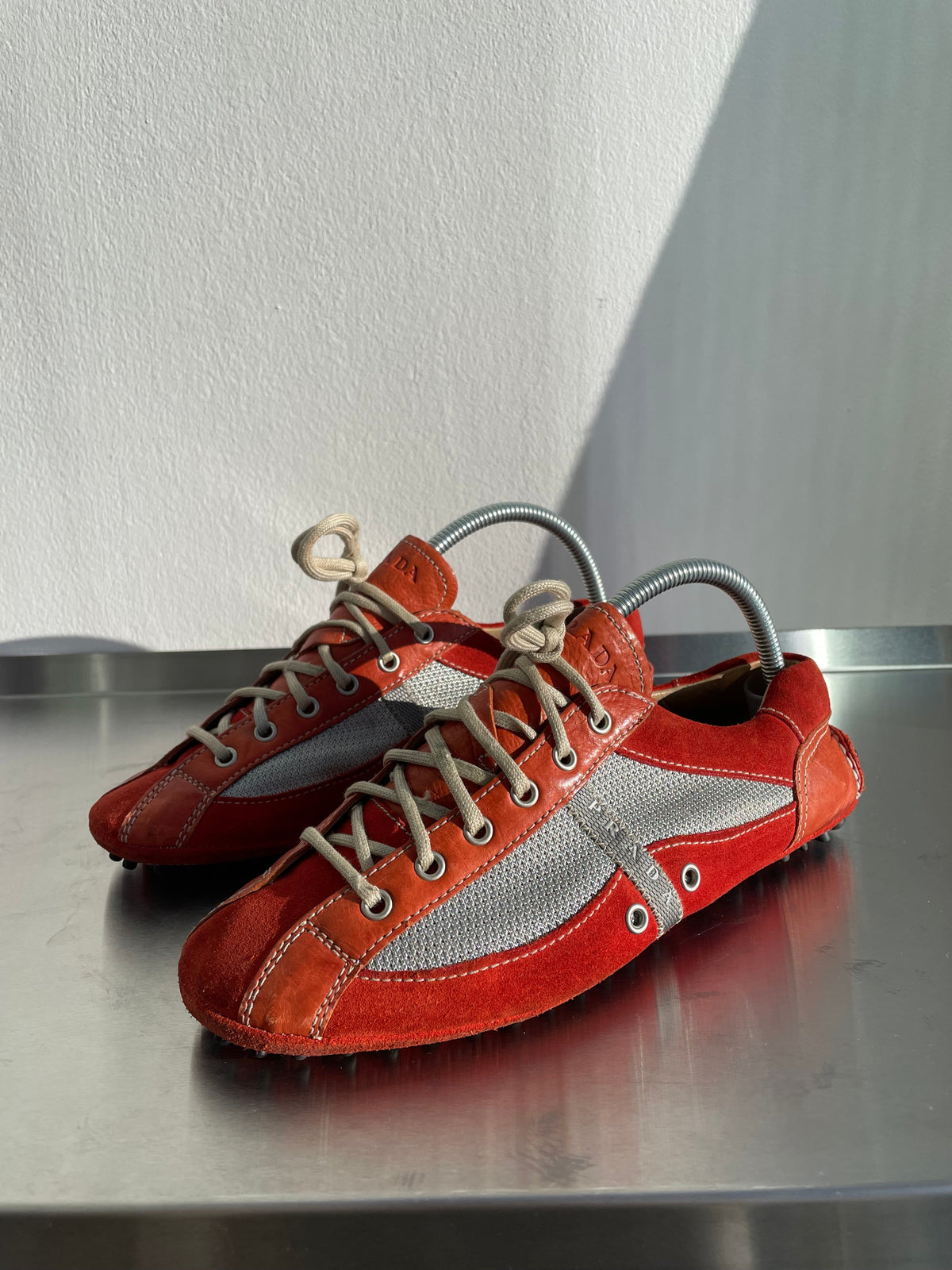 Prada Sport 00s Car Shoe Leather Trainer | Small, Red