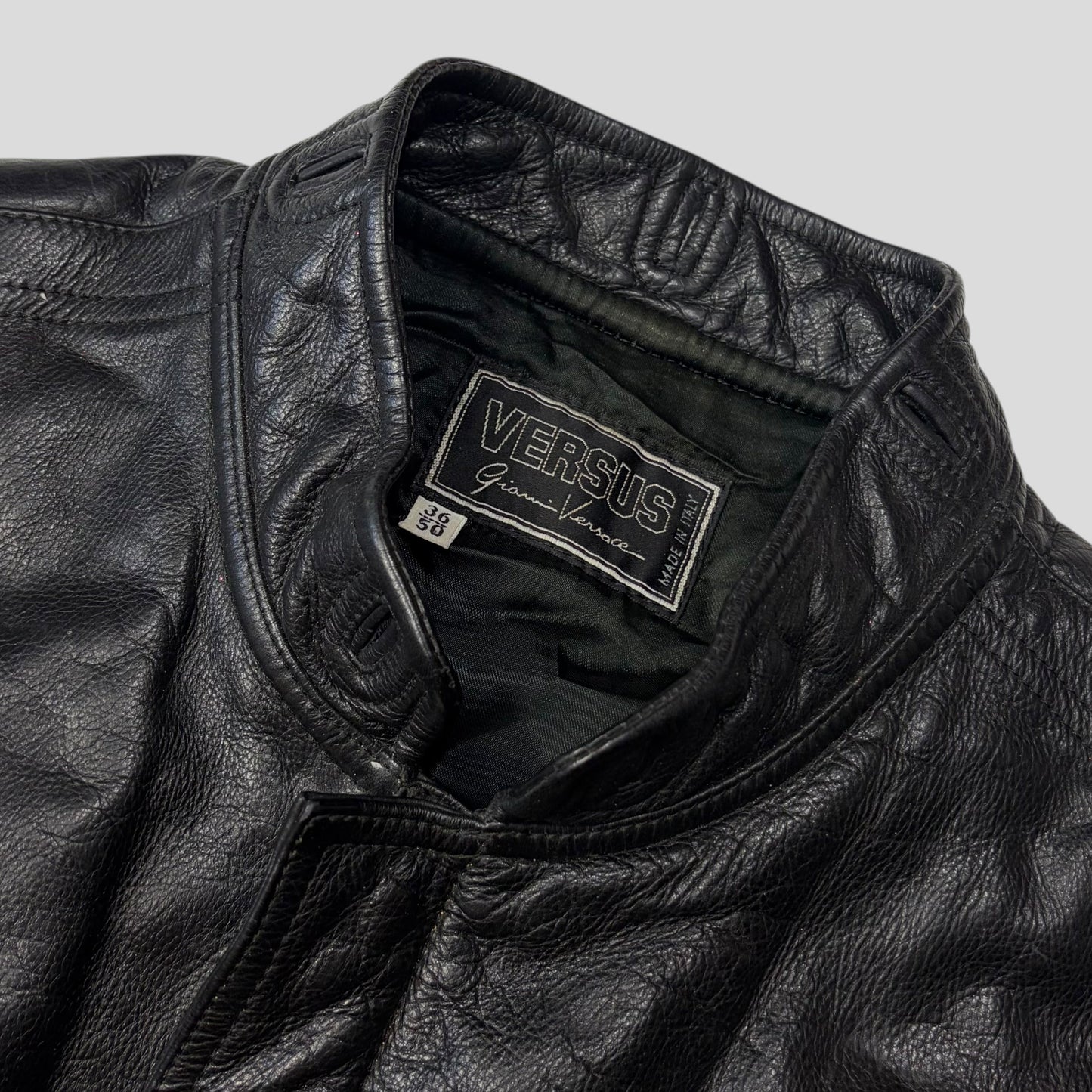 Gianni Versace 90’s Versus Leather Sherpa Flight Jacket - M/L | Default Title, Black