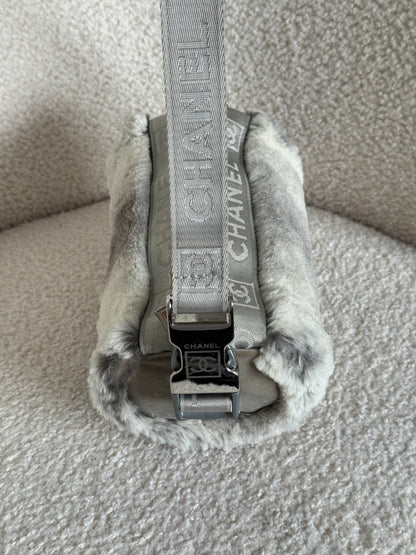 Vintage 2005/2006 Chanel Sport Lapin Fur Mini Duffle Shoulder Bag | O/S, Grey