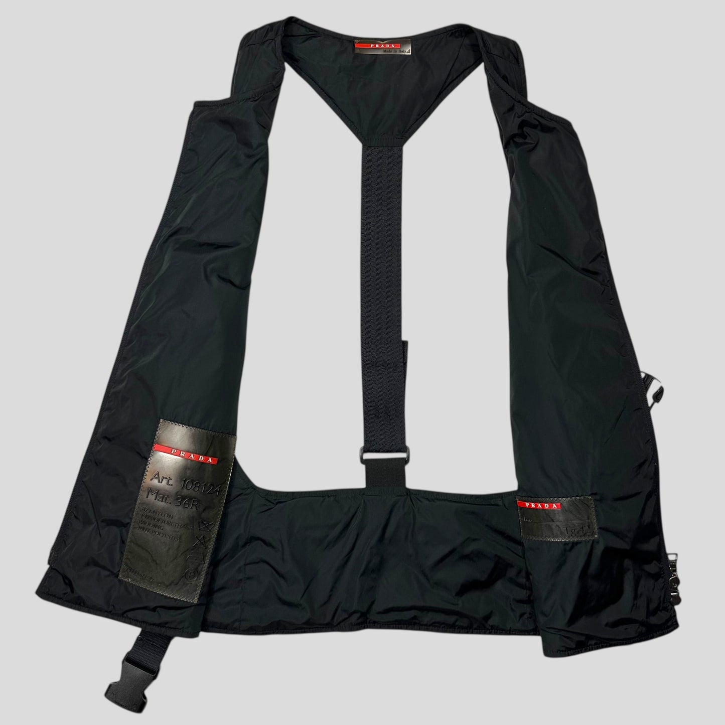 Prada Sport 1999 Padded Nylon 3M Technical Stash Vest - IT42 | O/S, Black
