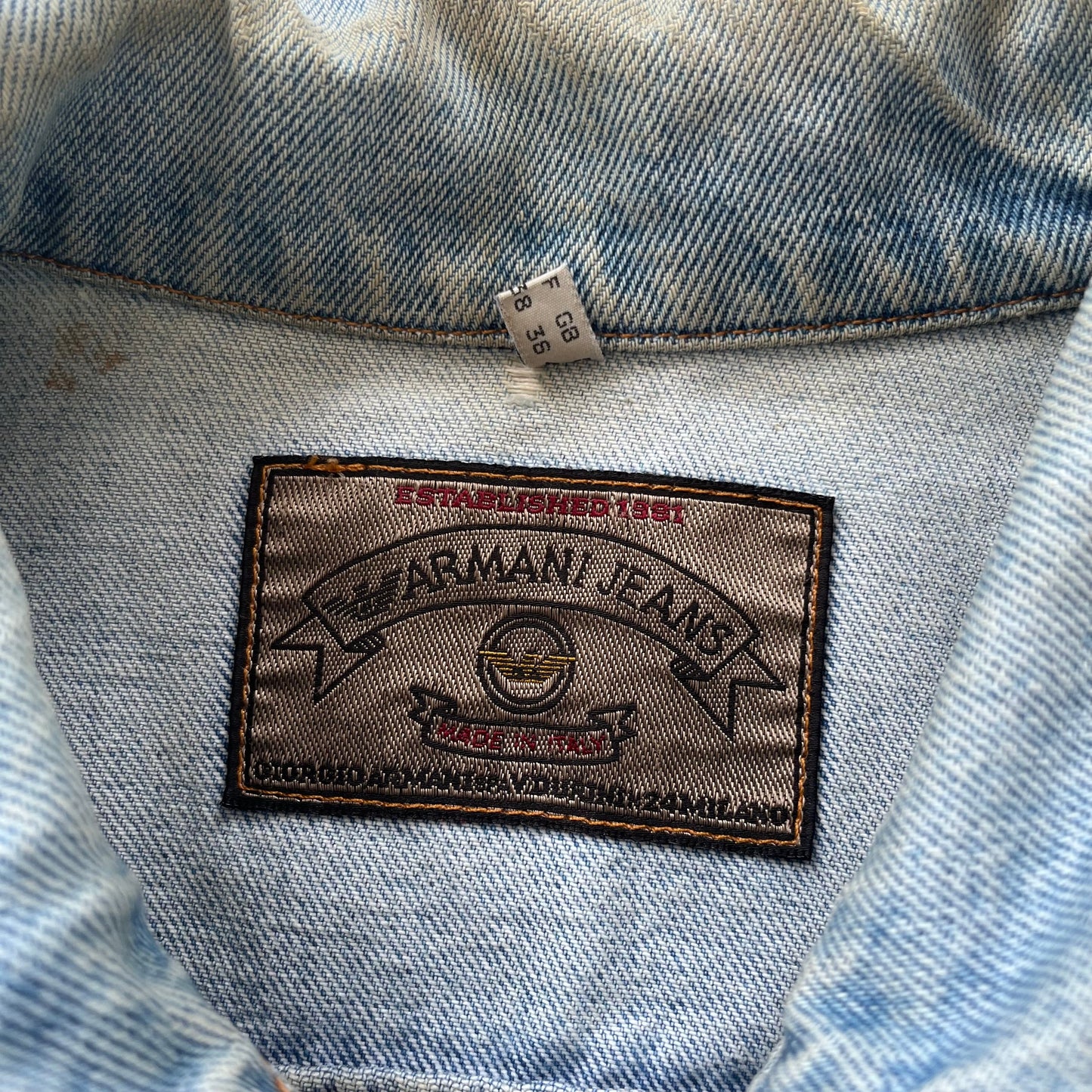 1990s armani jeans loose fit denim trucker jacket | Blue, Light Blue