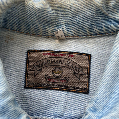 1990s armani jeans loose fit denim trucker jacket | Blue, Light Blue