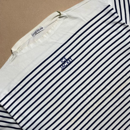 S/S 1989 Denim Blue Striped ICE JACKET Marina Spell Out T-shirt