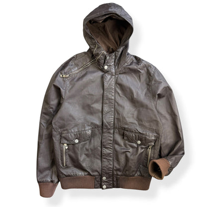 2000's Bench Asymmetric Zip Leather Jacket (L) | Large, Brown