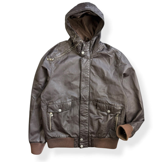 2000's Bench Asymmetric Zip Leather Jacket (L) | Large, Brown