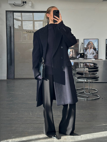 English Vintage 1990s Wool Cashmere Double Breasted Coat - XL