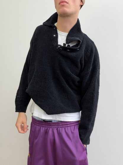 Stone Island SS97 Chenille Knit Button-Collar Jumper | Small, Black