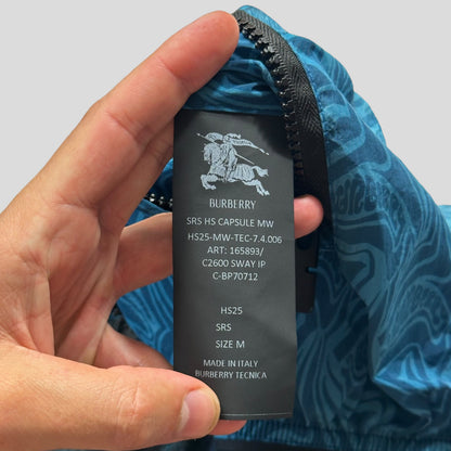 Burberry 2025 Unreleased SAMPLE Wave Print Nylon Logo Jacket - M/L | Medium, Blue