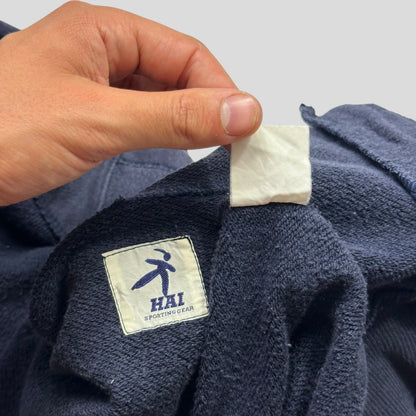 Hai Sporting Gear by Issey Miyake 80’s Ice Hockey Graphic Boxy Hoodie - M/L | Large, Navy