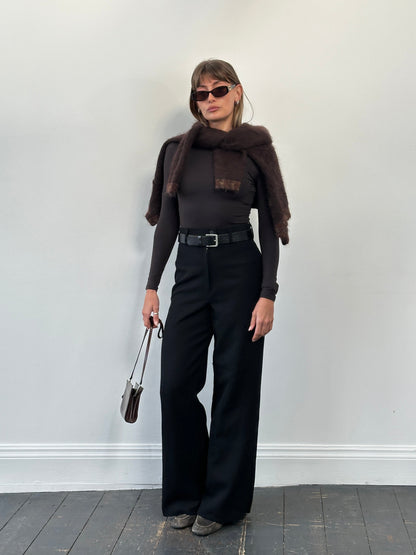 Vintage 1990s Pure Wool Wide Leg Trousers - W26