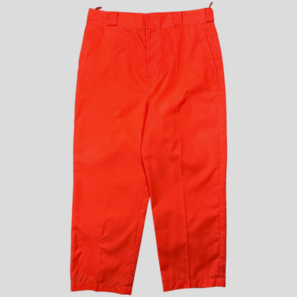 Prada Milano 2018 Orange Nylon Gabardine Triangle Logo Trousers - S/M | Small, Orange