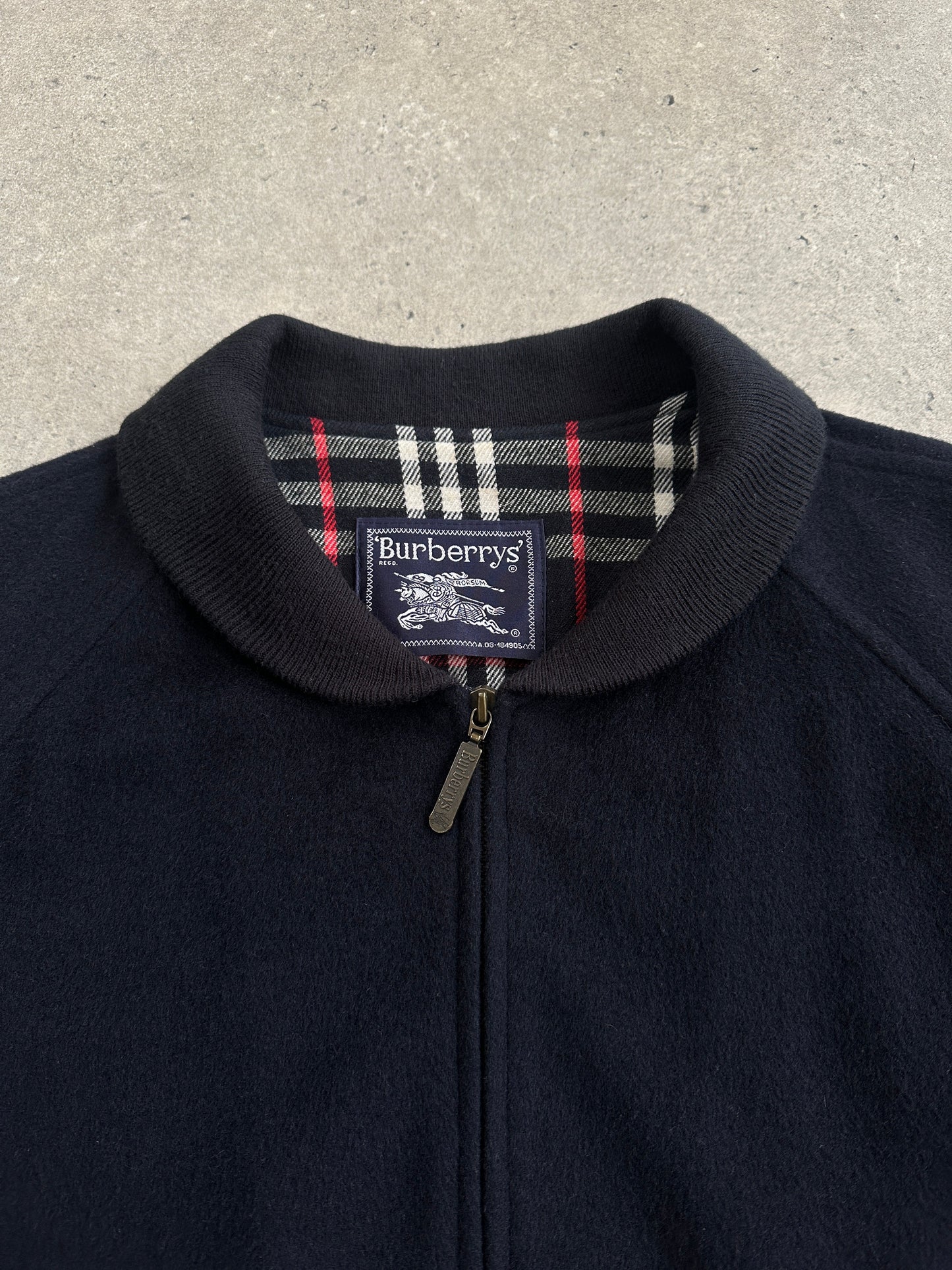 Burberry 1990s Pure Wool Check Logo Bomber Jacket - L/XL