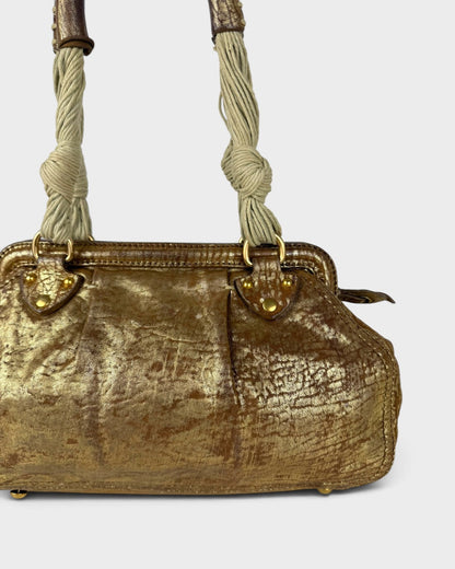 2000s Miu Miu Gold Leather Rope Handbag | O/S, Multicoloured