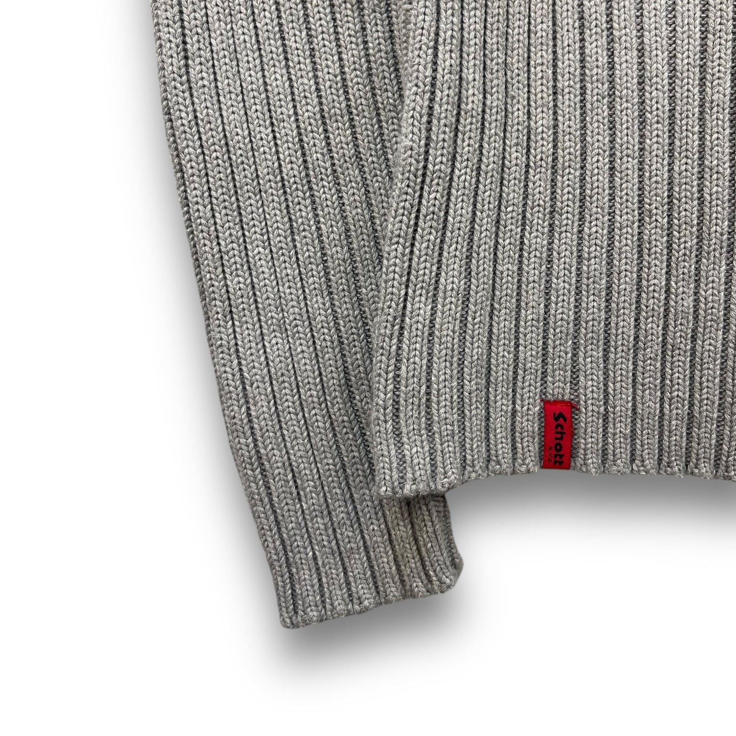 2000's Schott NYC Dual Zip Knitted Balaclava Hoodie (L) | Default Title, Grey
