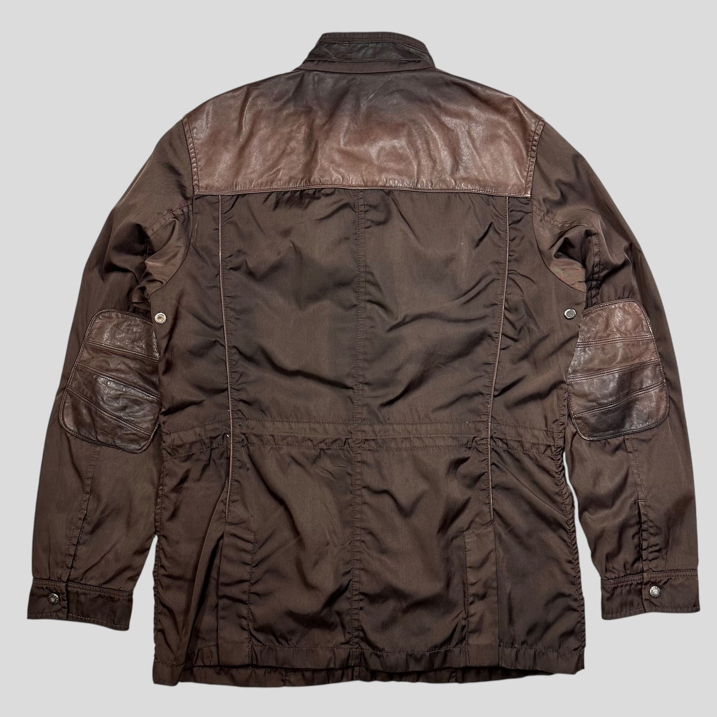 Prada Sport 2008 Nylon & Leather Hybrid Moto Field Jacket - IT54 (L) | Default Title, Brown