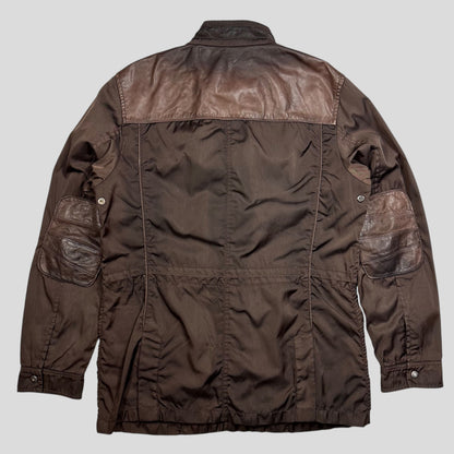 Prada Sport 2008 Nylon & Leather Hybrid Moto Field Jacket - IT54 (L) | Default Title, Brown